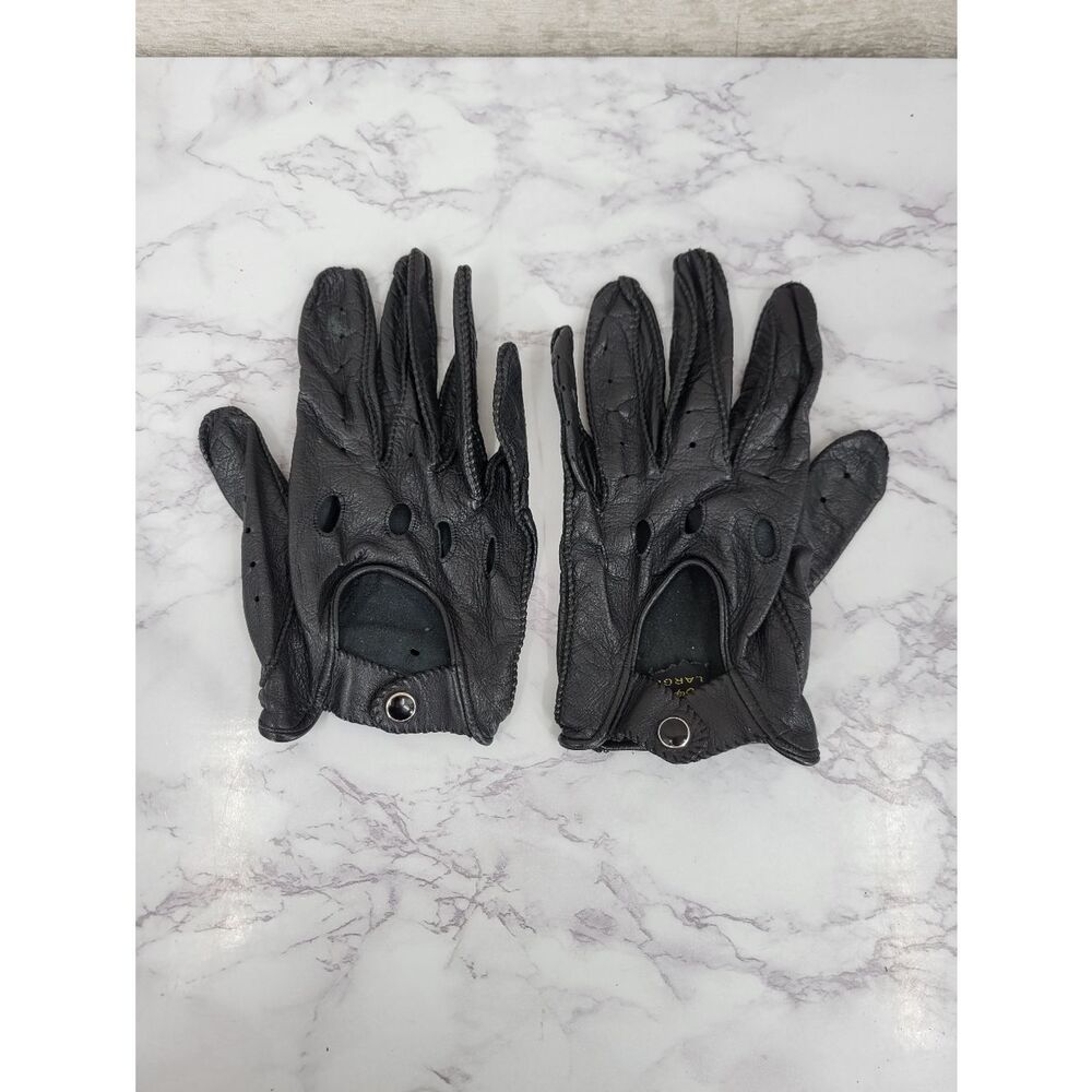 Chesterton By Superb Black Leather Driving Gloves Vintage Men's Size Large